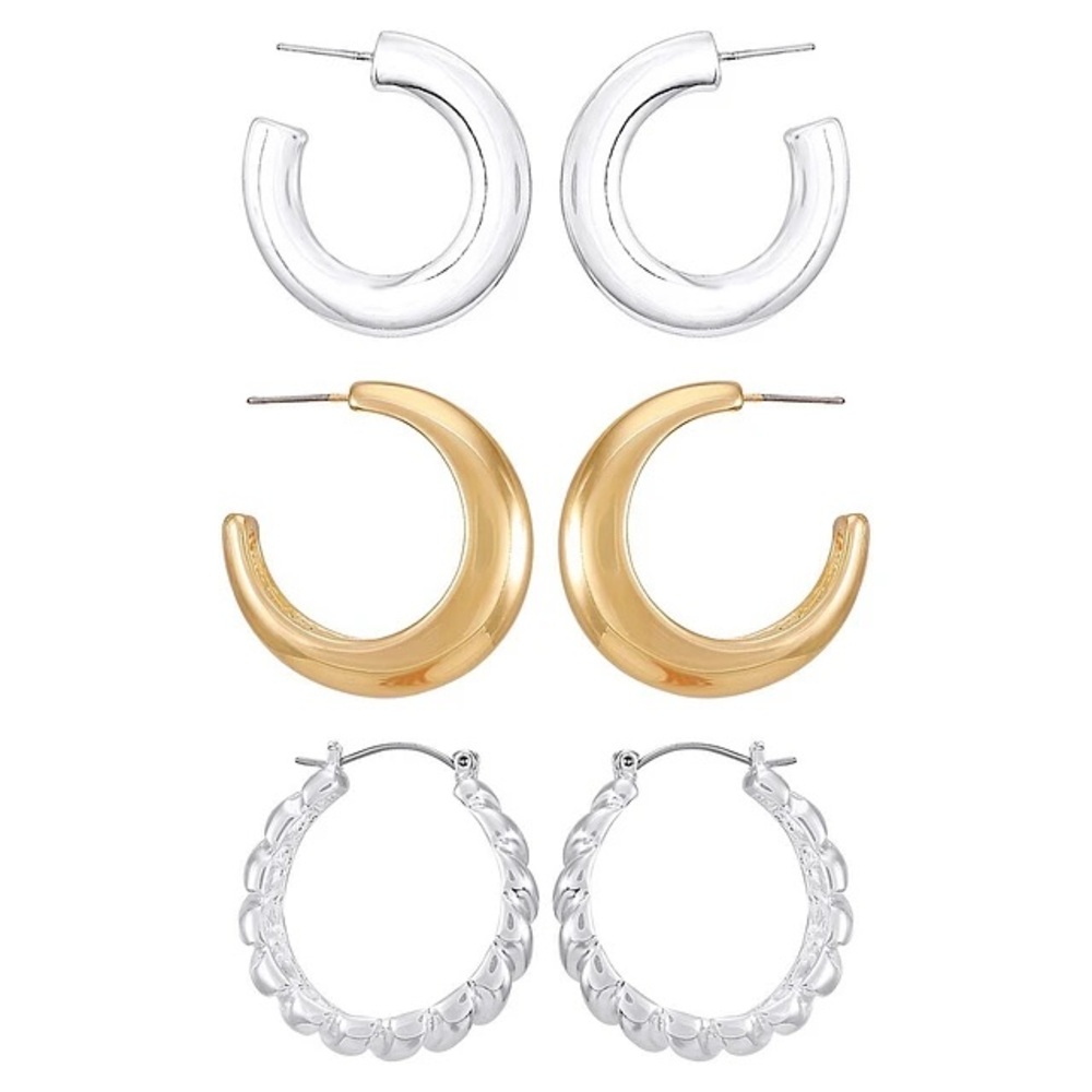 Thick & Thin 3-Pair Zinc Hoop Earring Set